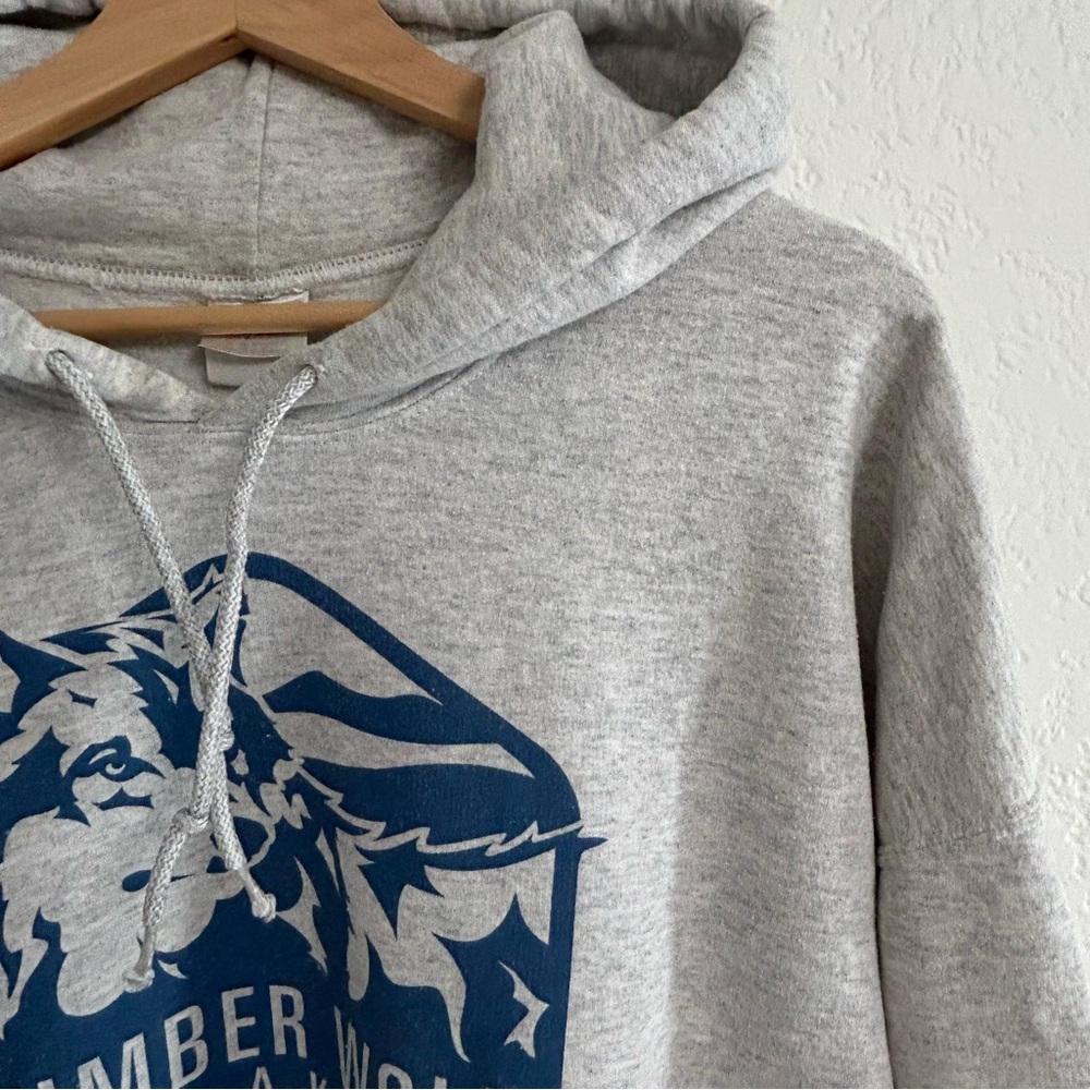 Gray Timber Wolf Lake Graphic Hoodie Heavy Blend Size 2XL - Picture 2 of 6